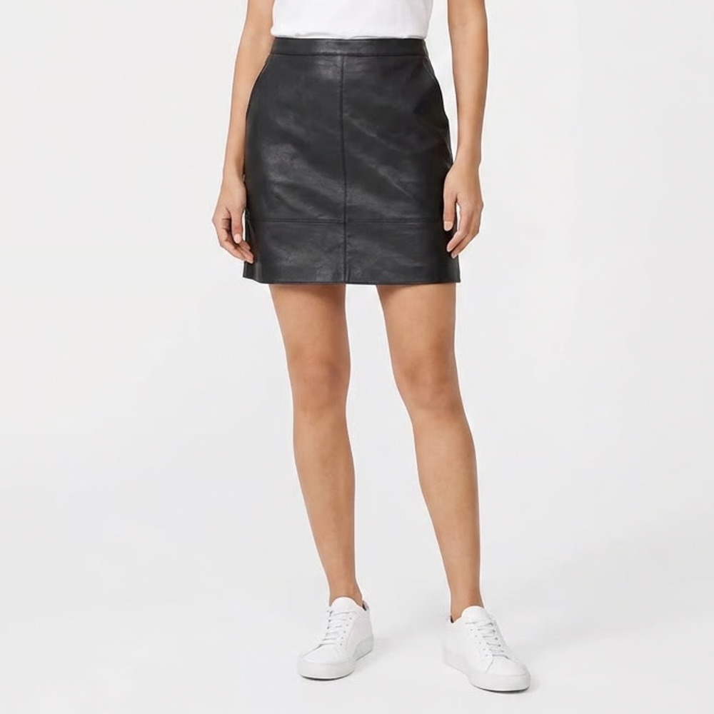 Atmosphere Black Faux Leather Mini Skirt Size 10 Zip Back Pockets